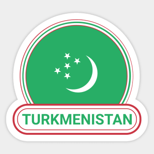 Turkmenistan Country Badge - Turkmenistan Flag Sticker